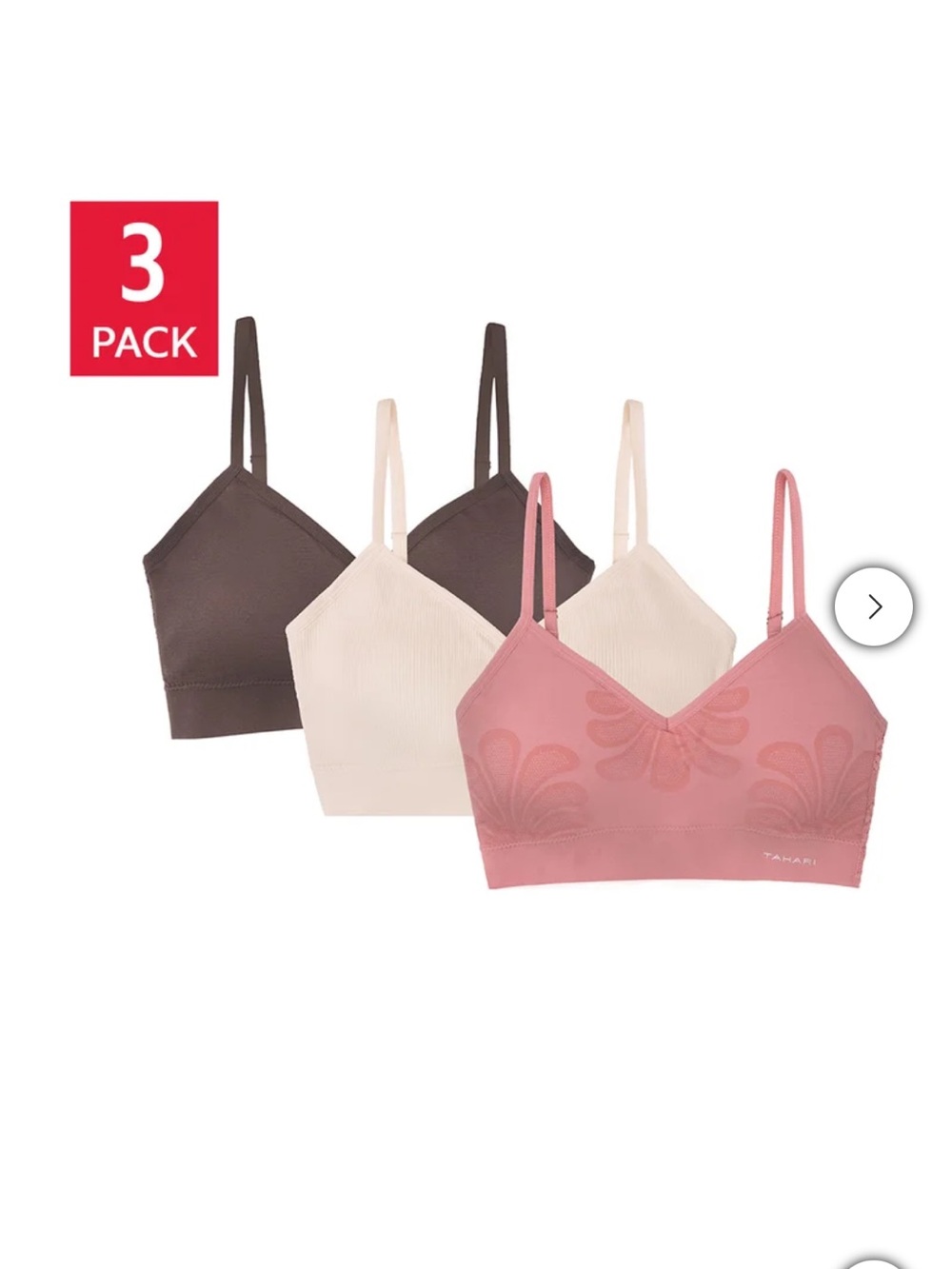 Tahari Women's Seamless Jaquard Bra, 3-pack